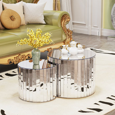 Luxury Mirror Coffee Table - Silver Modern Living Room Furniture Small Coffee Table Suitable For Modern Home Furniture Sofa Decoration
