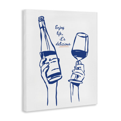 Enjoy Life with Wine Canvas Wall Art, design by Lettered and Lined