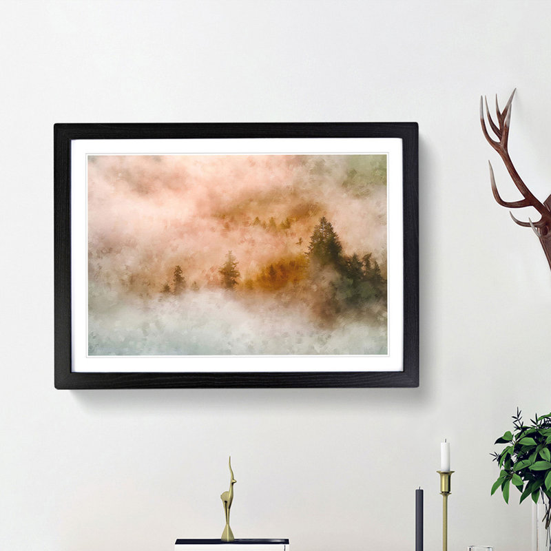 Misty Forest - Picture Frame Painting Print, 33cm H x 45cm W x 2cm D, Black Framed