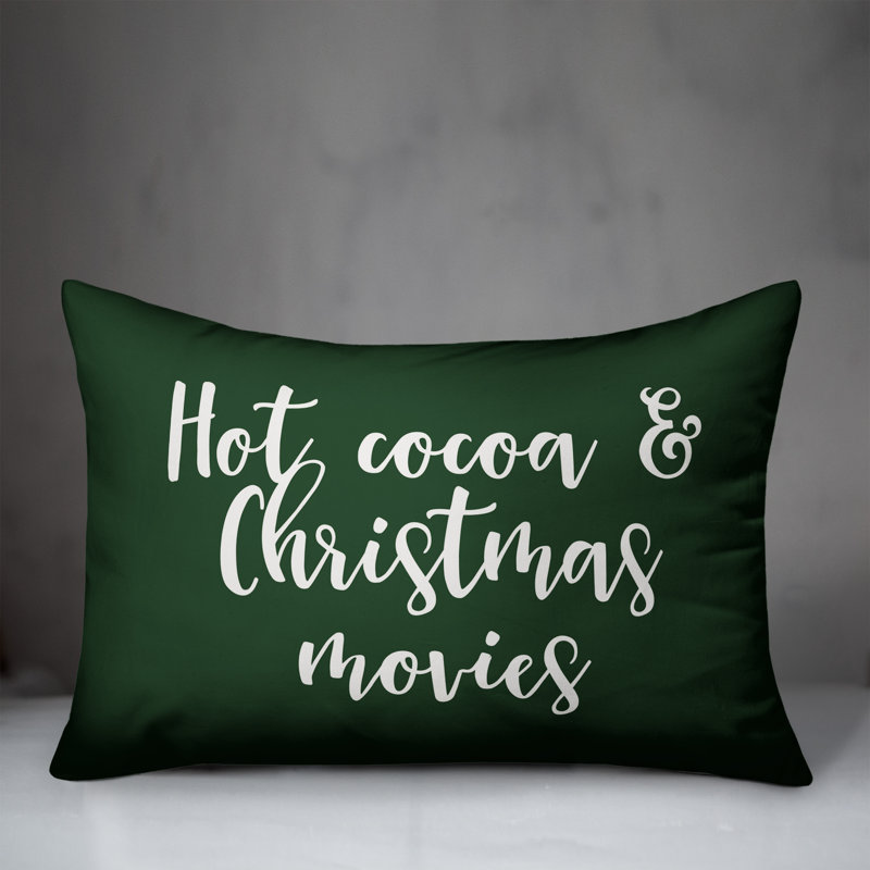  Coussin Hot Hot cacao et films de Noël, Vert foncé