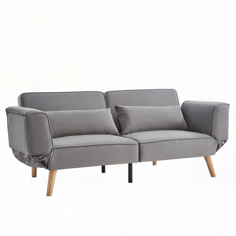 Futon canapé-lit avec accoudoirs réglables, réglable, Gris