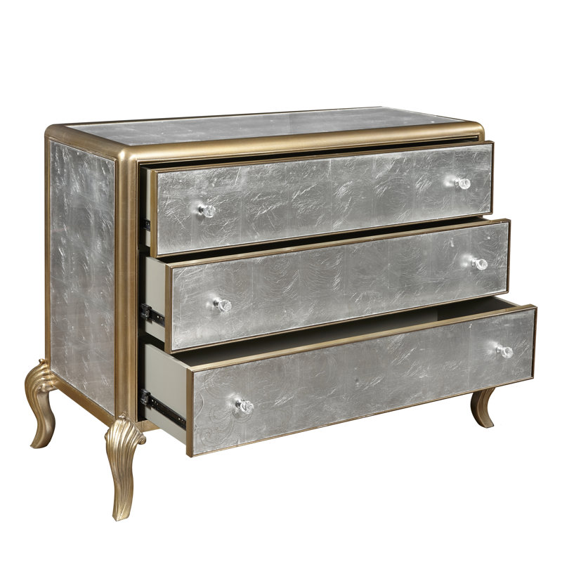 Silver and Gold Eglomise 4-Drawer Glam Chest