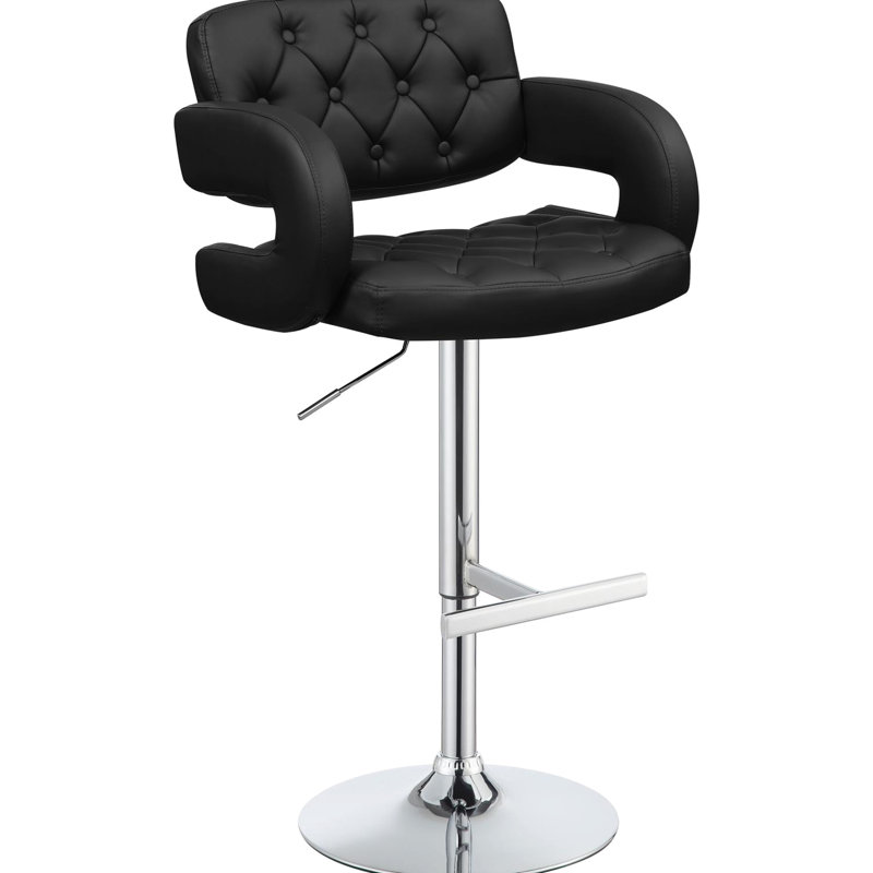 Tabouret de bar contemporain avec revêtement noir et repose-pieds réglable