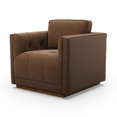 Calabrese Genuine Leather Swivel Club Chair