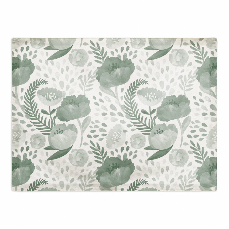 Wigginton Poly Twill Floral Rectangle Placemat, Green