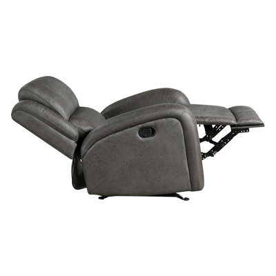 Gray Reclining Chair Plush Comfort Upholstery Solid Wood Transitional Style Living Room Furniture 1pc Recliner Armchair