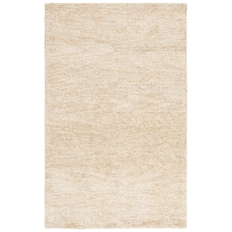Ebony Hand Tufted Wool Cotton Rug in Ivory/Gold, Rectangle 6' x 9'