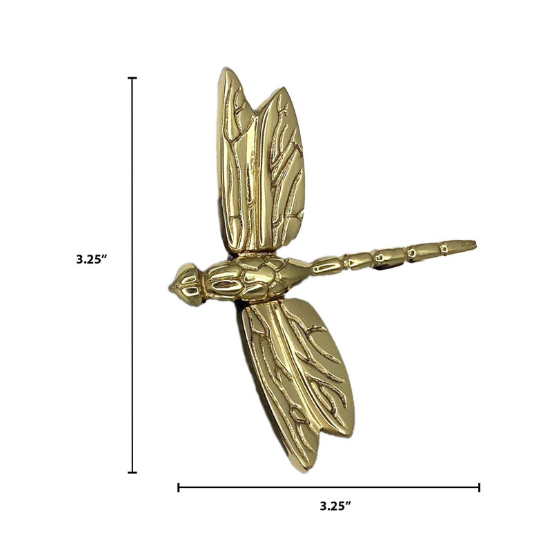 Dragonfly In Flight Push Button Doorbell, Brass