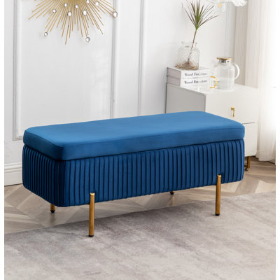 Miajah Velvet Upholstered Flip Top Storage Bench