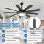 Mlian 9 Playwood Double-sided Black and Grey Wood Grain Blades 60in Ceiling Fan Large LED Dimmable Light, 6-Speed Remote Control, Reversible DC Motor,Black-1163720224-1163720227