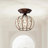 Thyri Caged Globe Semi-Flushmount Celing Lamp With Crystal Ornaments Antique Copper