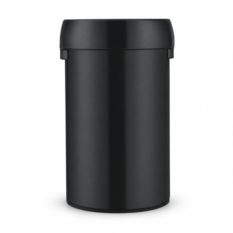 Poubelle commerciale Home Zone Living de 60 litres (16 gallons), ronde, à ouverture supérieure, couvercle amovible, en acier inoxydable, noir mat