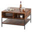 Table basse à plateau rabattable de 32,4 po de largeur avec rangement caché - conception à demi-ouverture, finition en bois rustique et structure en métal robuste - Table de salon compacte avec rangement pour jouets
