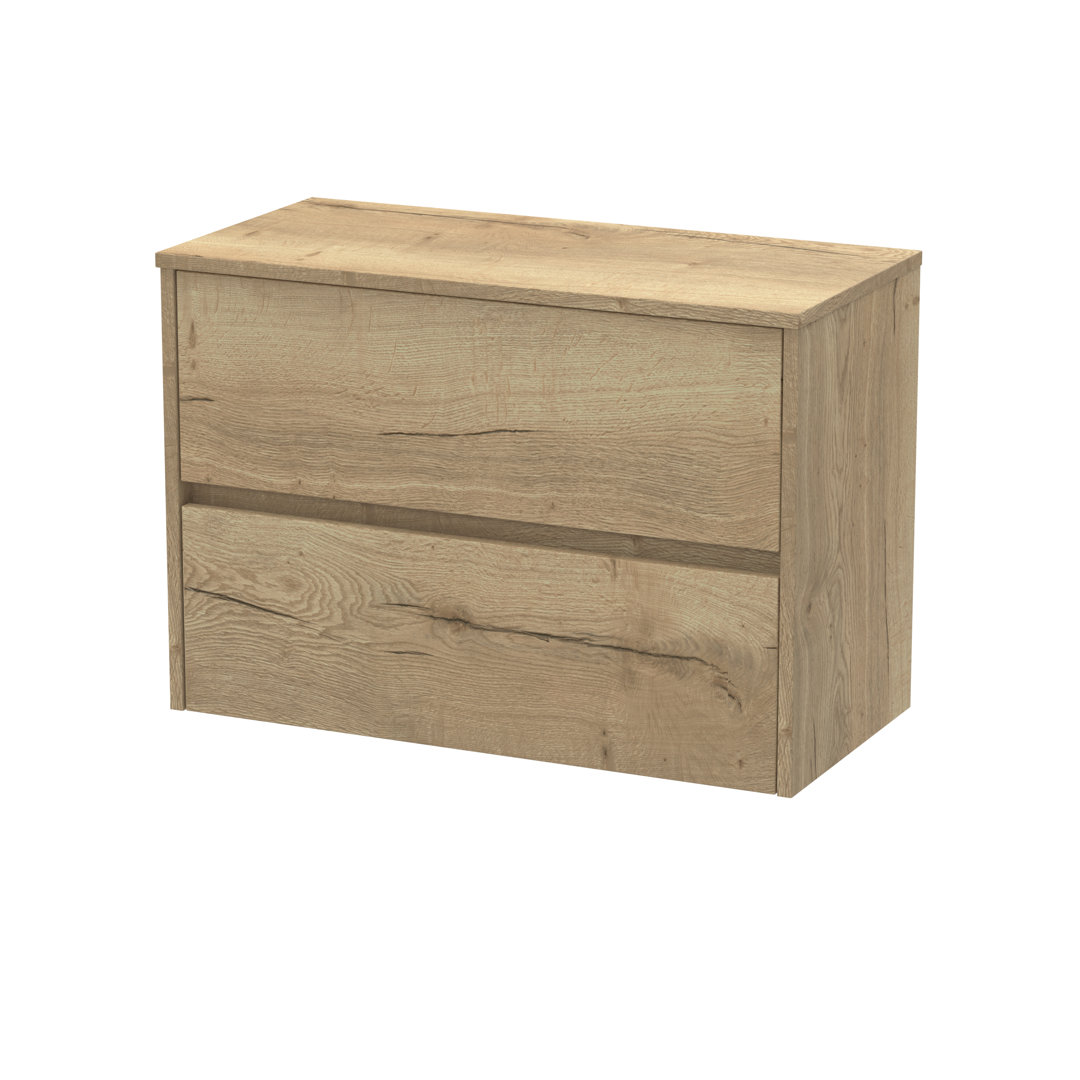 Nuie Autumn Oak Havana Woodgrain Wall Hung 2 Drawer Vanity Unit With Worktop | | Mdf | 800Mm - Image 2