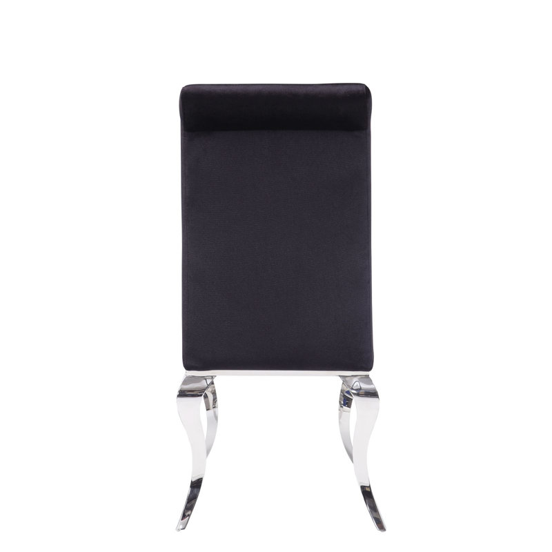 Ensemble de 2 chaises d'appoint en tissu noir et acier inoxydable Fabiola