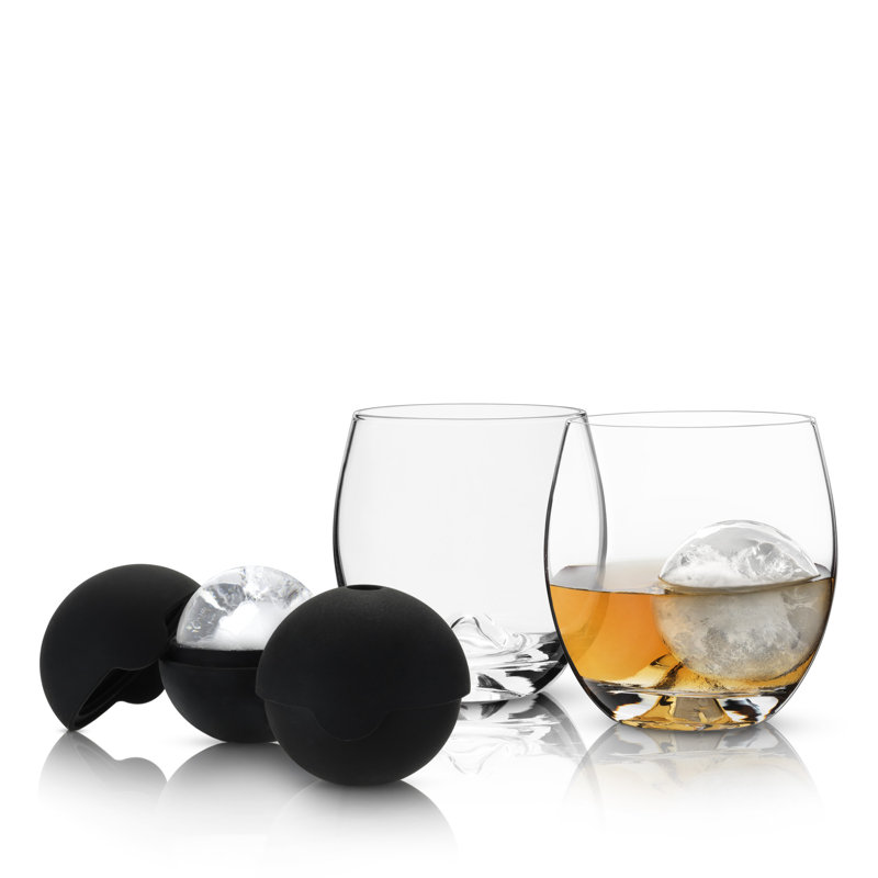 Glacier Rocks  4-Piece Ice Sphere Mold and Crystal Tumbler Set