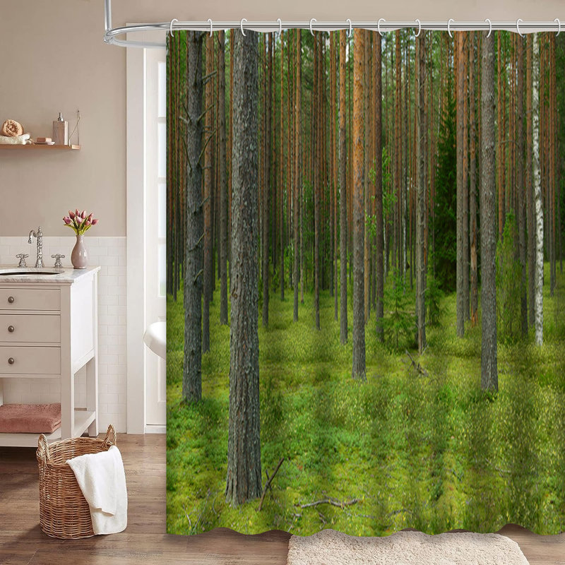 Rideau de douche avec 12 crochets Nature Landscape, L 72 po x l 84 po