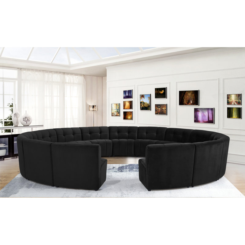 Jedson Velvet Sectional Symmetrical, Black Velvet