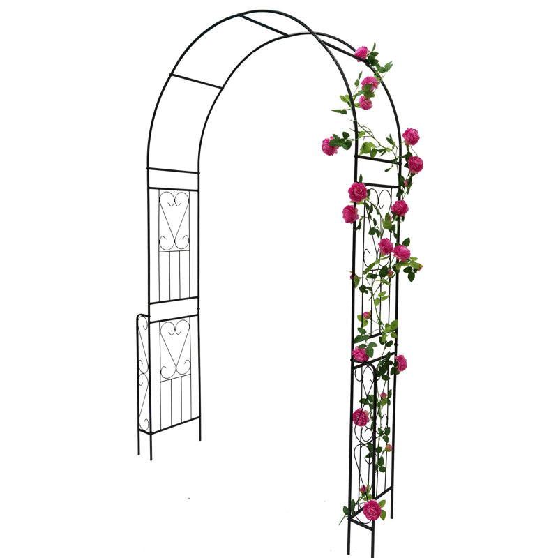 Treillis arche de jardin en métal - Facilite croissance concombre 55 po x 94,5 po noir