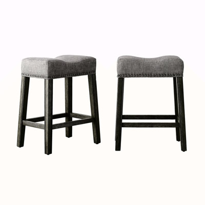 Upholstered Backless Saddle Seat Counter Stools Height Set Of 2