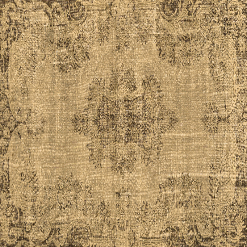 Tapis oriental en laine / polyester tissé à la machine Nescopeck en brun / gris, Carré 7 pi