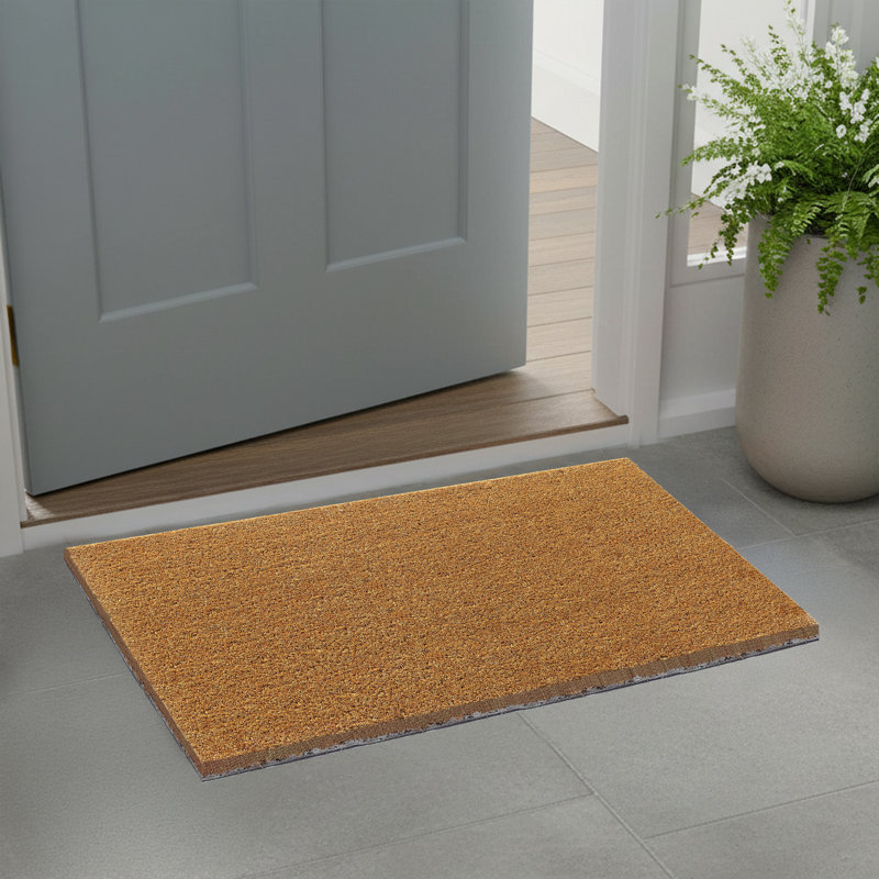 Alece Minimalist Coconut Coir Entryway Doormat, 18" W x 30" L - Non Slip