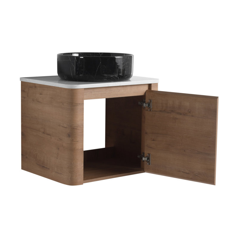 Meuble-lavabo mural 24 po avec lavabo d'art en céramique et porte à fermeture en douceur, emballage KD, contreplaqué, 24"