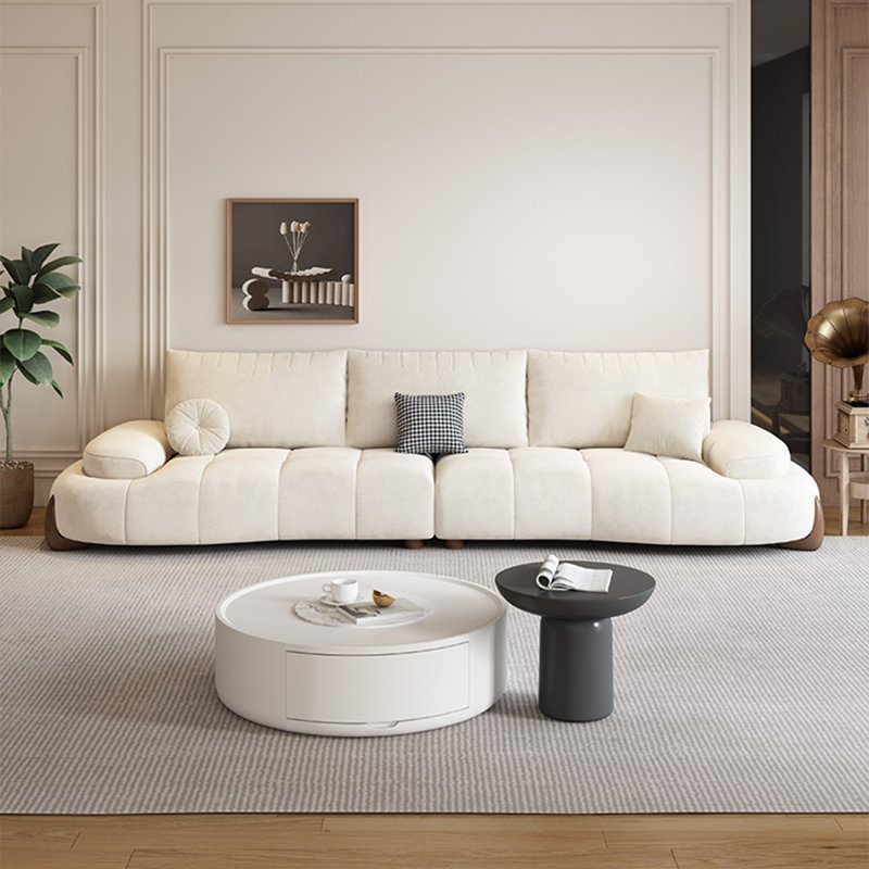 Canapé modulaire en polyester blanc crème, 4, H 34,25 po x l 110,24 po x P 42,13 po