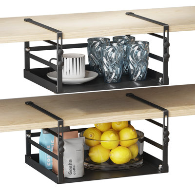 2 Pack Adjustable Under Shelf Storage, Heavy Duty Metal Basket Organizer For Kitchen Cupboard Cabinet Pantry Laundry Desk Bookshelf