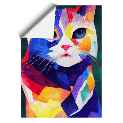 Colourful Cat No.2 Abstract - Wall Art