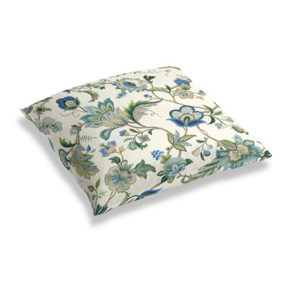 Fleur De Leaf Linen Blend Floral Square Pillow Cover & Insert