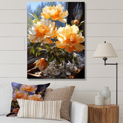 Art floral jaune pivoines jaunes