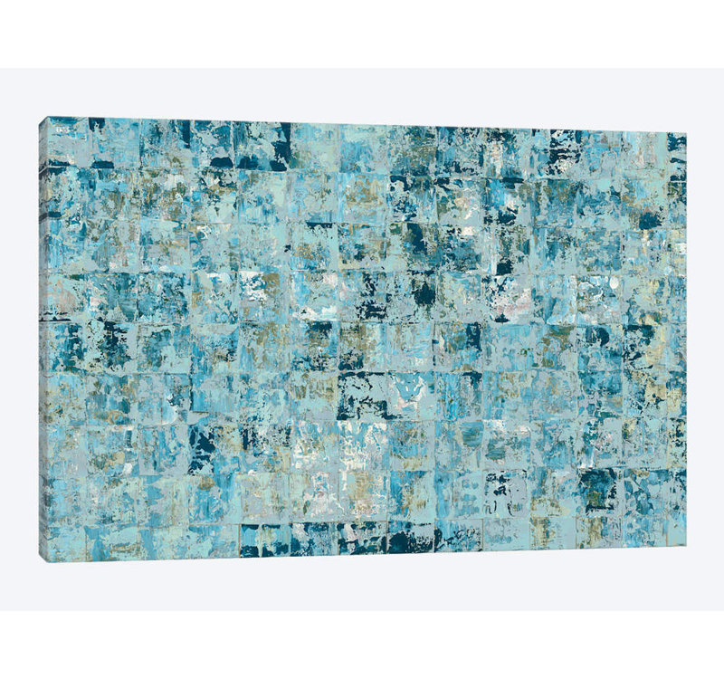 « blue tiles » par blakely ring, impression sur toile tendue, H 18 po x l 26 po x P 1,5 po, Toile avec cadre noir