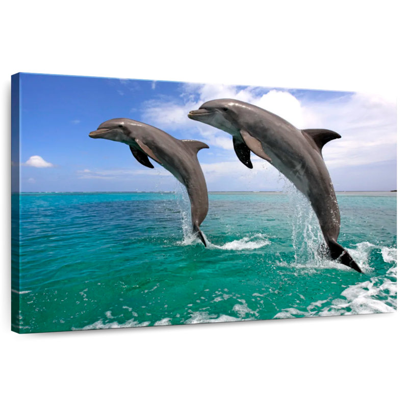 Two Jumping Dolphins, 24" H x 36" W