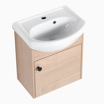 Petit meuble-lavabo de 18 po avec lavabo en céramique, fixation murale