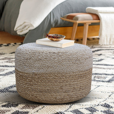 Cera Wide Round Pouf Ottoman by Dakota Fields