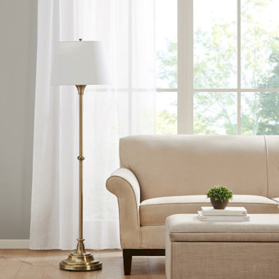 Floor Lamp 59"H, Classic Traditional Antique Brass Floor Lamp With Empire Shade, Ideal For Elegant And Timeless Home Decor.