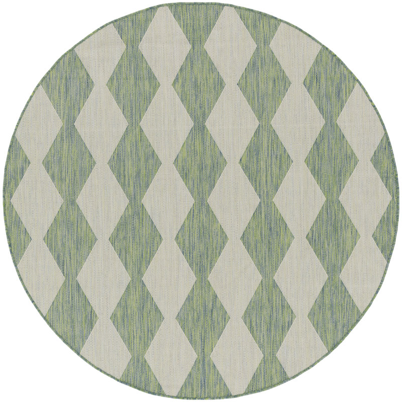 Positano Indoor / Outdoor Rug, Round 6', Blue Green