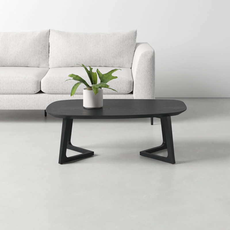 Fischer Solid Wood Single Coffee Table, 14.75" H x 42" L x 27.5" W, Black