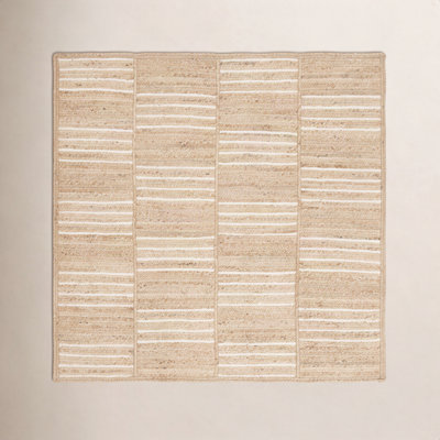 Esmarie Natural Ivory Hand-Woven Striped Jute Rug