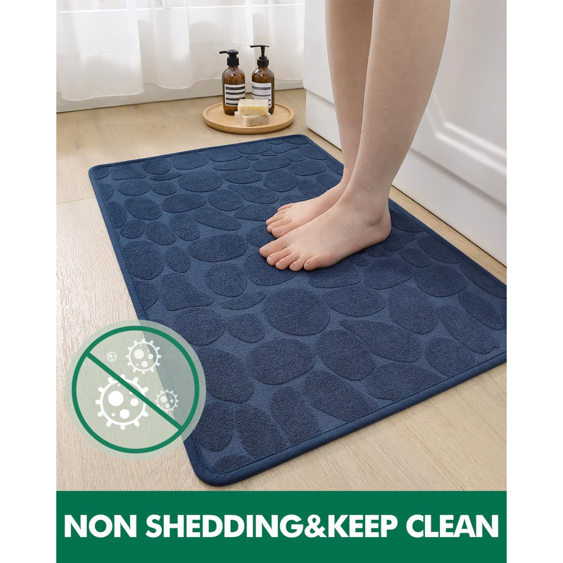 Tapis pour salle de bain en caoutchouc Emslie, L 24 po x L 36 po, Bleu