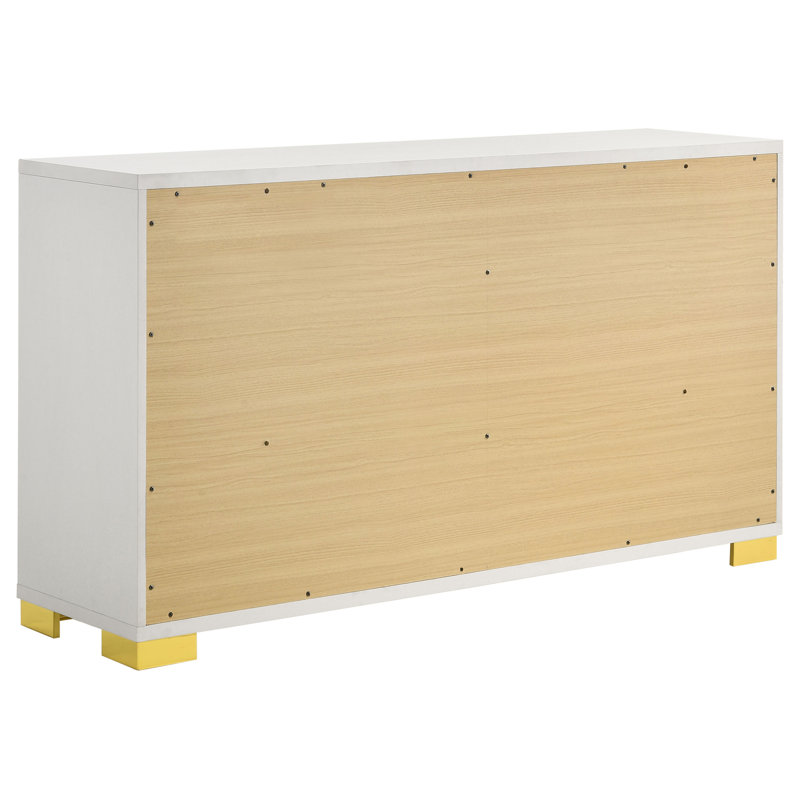 Sabrielle Manufactured Wood Bedroom Set, King, White, 4 Pcs: Bed, Nightstand, Dresser, Mirror