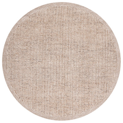 Tapis rayé en laine / coton touffeté à la main Ardme ivoire / brun clair
