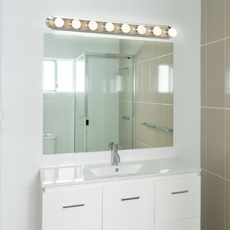  8-Light Indoor Brushed Nickel Wall Mount Vanity Light Bath Bar, Brushed Nickel