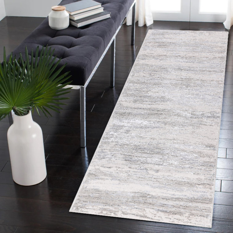 Parkwoods Collection Abstract Neutral Area Rug, Runner 2'6" x 7'8"