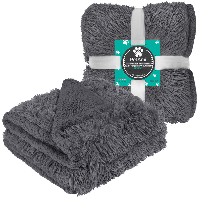 Sherpa en fausse fourrure, 29 po x 40 po, Gris