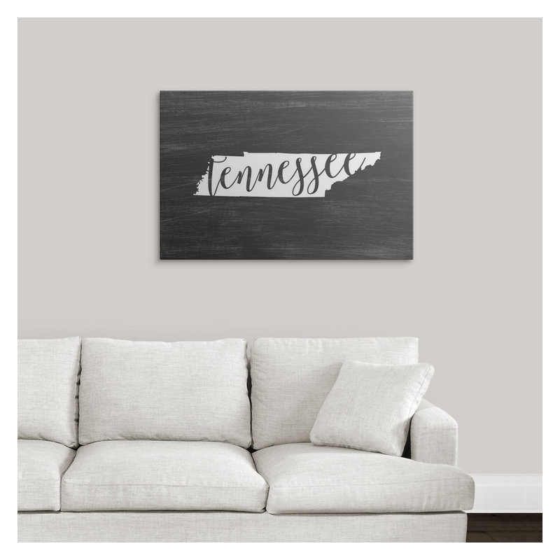«Home State Typographie Tennessee», impression de cercle intérieur, H 20 po x l 30 po x P 1,5 po, Toile