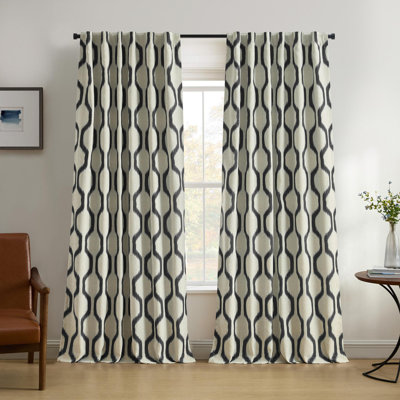 Rideau de fenêtre à passants avec passe-tringle Threadmade Renzo, noir - l 52 po x L 95 po