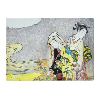 Tempered Glass the Bush Clover by Harunobu Suzuki Chopping Board
