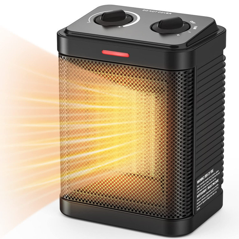 Small Space Heater, Portable 1500W Ceramic Space Heater for Indoor Use, Overheated & Tip-Over Safety Protection, Personal Electric Space Heater with Thermostat for Desk, Office, Home, and Room Use